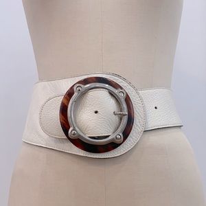 ‼️SALE Vintage white Streets Ahead leather belt‼️